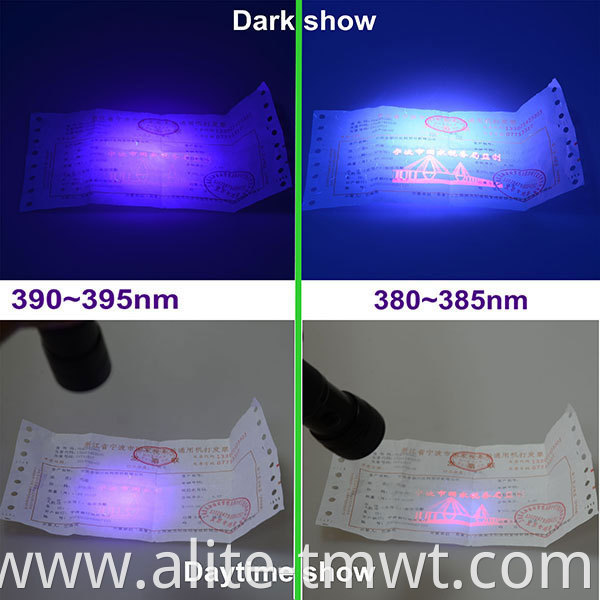 Pocket Flashlight 365nm 3W LED Ultraviolet Lamp UV Black Light Pen Torch